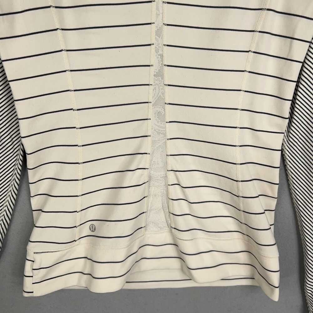 Lululemon Shirt Womens 6 Beige Stripe Full Tilt Long Sleeve Angel Wing - Picture 10 of 15